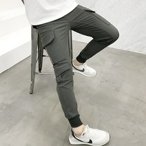 용된다 남자 겨울 옆지퍼 포켓 기모 카고 조거팬츠