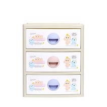 지오리빙 베이비스 3단 플라스틱 서랍장, 베이지
