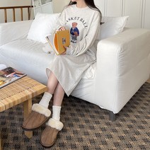 쉐얼유 여성 바스켓볼 곰돌이 나염 기모 롱원피스