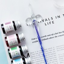 캘리그라피 독학 글라스펜 유리펜 딥펜 세트 [5color 글래스 글라스팬], 블랙