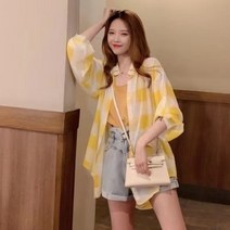 0여름 여성 긴 소매 와이드 루즈핏 상의 그물 레드 쉬폰 얇은 타입