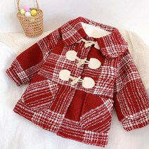 여아 미디롱 추동 아동 기모 도톰 체크 모직 코트nvertongmwaitao018