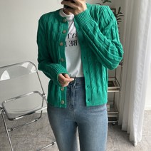 오오엘 여성용 스프링 꽈배기 가디건