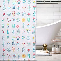 cocooning Poly 북유럽 Little Blossom 방수 샤워커튼 180X180 (커튼고리12P포함), 1Ea