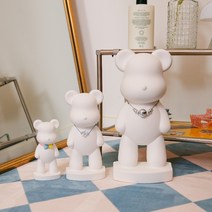 규조토 오브제 목걸이 블랑베어 화이트/핑크 귀여운 곰 선물 공기정화 습도조절 인테리어 소품, 화이트, 블랑베어 소형+중형+대형