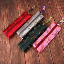 백의민족공방 한국산 누비 당초문 자수 필통, 6. 녹색