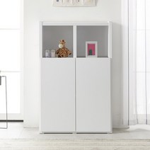 포스트모던 셀럽 80cm 3단 도어형 책장, 메이플화이트