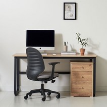 쿠키 LPM 입식 컴퓨터 일자 책상 1500, 블랙/오크