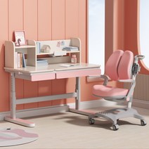 [유아책상의자세트높이조절] 유아 아기 높이조절 책상의자 세트 2인용 테이블 의자 세트, 디어그레이 세트 [책상+의자2]