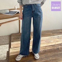 올리비에스클로젯 워싱 와이드 뒷밴딩 데님팬츠 O2201DP006A