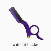 Straight Edge Barber Razor Haircut Beard Eyebrow Shaving Tool Blade Holder Replaceable Hairdresser T, 04 보라색