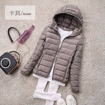 덕다운 숏패딩 가벼운 캐쥬얼 패딩 가 겨울 여성 화이트 오리 후드 다운 재킷 여성 울트라 라이트 다운 코트 퍼퍼 파카 짧은 탑