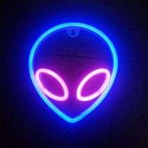 led 큐브 간판 네온 아크릴 미니 간판 사인 외계인 모양의 벽 매달려 조명 어린이 방, 외계인 블루 핑크