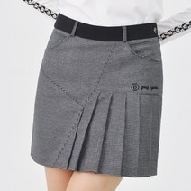 UW-87 꼬방 흑백 체크 옆 주름 반바지 밴딩 랩 스커트 가을 겨울 스판 골프치마 큐롯치마 캐쥬얼치마 단체복 빅사이즈 세트 여성골프웨어