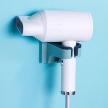 도매팜 1+1 무타공 욕실 헤어 드라이기거치대 수납 드라이기걸이, 블루+핑크