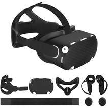 Oculus/Meta Quest 2용 Vakdon 6-in-1 액세서리 세트 K6 조절 가능한 헤드 스트랩 + 페이스 커버 두피 핸들 손목 발목 엄지 캡 포함 148514, black