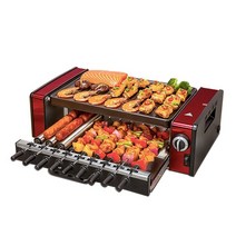 꼬치구이 기계 꼬치 틀 dmwd 가정용 전기 오븐 smoke free non stick electric 베이킹 팬 그릴 꼬치 가정용 기계 바베큐 그릴, 9현 레드
