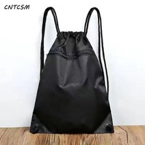 스트링 백팩 방수 족구 농구백 수납 가방 남녀 피트니스 캐주얼 백팩, 블랙