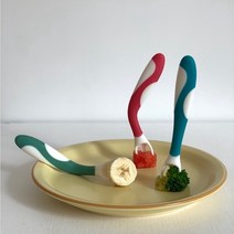 1 1 자기주도이유식 스푼 포크 세트 리틀숑 플렉시스푼, 핑크  랜덤, 1개