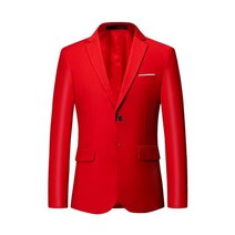 남성용 세련된 컬러풀 슬림핏 캐주얼 블레이저 재킷 그린 퍼플 블랙 옐로우 웨딩 무도회 정장 코트, Asia 6XL 93 to 98kg, red