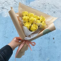 더 라넌큘러스 플라워 + 프리미엄 비누꽃다발 10송이, 옐로우