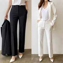 핏보장 가을 겨울 스판 여성 정장바지 일자슬랙스 화이트슬랙스 L 사이즈 아이보리 블랙