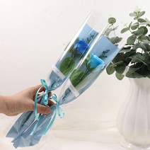 비누장미 꽃다발 졸업 입학 기념일 축하 꽃다발, 03)1송이 파랑 비누장미 꽃다발(1+1)