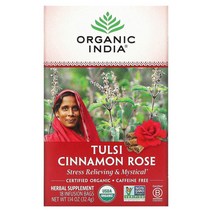 오가닉인디아 툴시 시나몬 로즈 32.4g 18티백 India Tulsi Tea Cinnamon Rose, 1팩