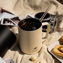 그리니웨일 데일리 머그 텀블러 360ml 친환경 보온보냉 스텐 손잡이 텀블러, 컵, 블랙