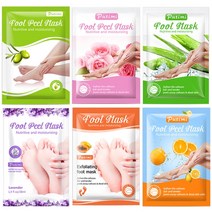 각질 제거 발 마스크 스킨 케어 필링 라벤더 페디큐어 양말 뒤꿈치용 6 쌍, [18] O32 6Packs, 한개옵션1