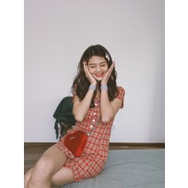 레드체크원피스 달걀 고양이를 낳다 여름 프랑스 보이핏 볼륨 체크무늬 슬림핏 프렌치 클래식 셋업 2171067656
