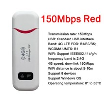 4G 와이파이 라우터 미니 LTE 150Mbps 무선 USB 모뎀 휴대용 모바일 핫스팟 자동차 Sim 카드 슬롯, [01] Red