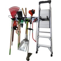 벽 제어 차고 보관 랙 잔디 및 정원 툴 정리 벽걸이 정리함 - 설치가 용이함 64인치 폭 내구성이 뛰어난 회색 금속 페그보드 세트회색, [06] 메탈릭