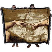 미켈란젤로의 신의 손과 아담 Hands of God 천지창조 담요 순면 카페트 선물- 미국