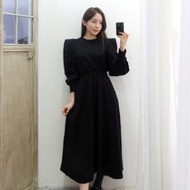 이힝 기모 날개 밴딩 긴팔 겨울 루즈핏 롱원피스