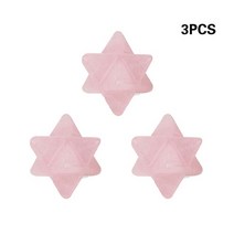 3Pcs 새겨진 Merkaba 스타 석영 크리스탈 절묘한 펜던트 장식품 Reiki 치유 에너지 보호 홈 인테리어 돌 장식품, 핑크 크리스탈, S