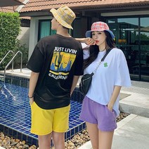 수아르 컬러 피그먼트 커플 여름 반바지 PT17064F