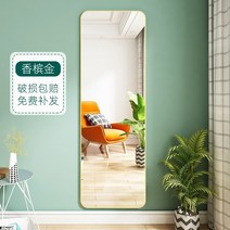 비정형 문걸이 이동식 노프레임 원목 벽 전신거울 드레싱 걸이 형 자체 접착 홈 침실 걸이 형 걸이 형 프리 펀치 및 기타 신체 장착 피팅, 샴페인 골드 80180 HD방폭붙여넣기 벽 바닥, 다른, 아니요