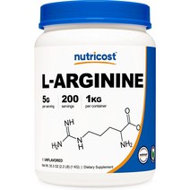 [해외] [Nutricost L-Arginine Powder] 뉴트리코스트 L-아르기닌 파우더 1kg, 1개, 1
