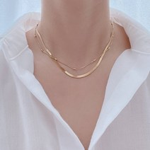 18k 뱀줄 레이어드 두줄 레이어드 목걸이 은 목걸이