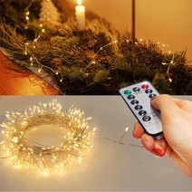 당일출고) LED 미리내 와이어 지네 전구 크리스마스 장식 줄 조명 6M 15M, 리모컨 USB 300구 웜화이트 (14M+연장2M)