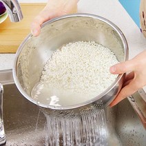 쌀세척볼 스텐 쌀바가지 쌀씻는그릇 도구 야채볼 투웨이