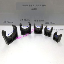 (내경) 20mm 25mm 32mm 40mm 50mm LESSO 산킹 파이프 클램프 PVC 파이프 홀딩 클램프 고정 클립 - 다크그레이