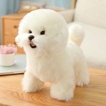 강아지 모형 인형 개 실물 실제 모양 쿠션 인테리어 비숑 말티푸 카운터 장식, 화이트, 35x16x28