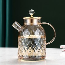 티포트 약탕기 가정용 1/1.8L 대용량 다이아몬드 형 유리 물 주전자 가족 크리에이티브 냉수 주스 우유 커, 03 1.8L