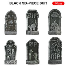 3/6pcs 거품 해골 무덤 장식 파티오 박쥐 액세서리 공포 집 소품 Rip 묘비, 02 6pcs set A_01 Universal