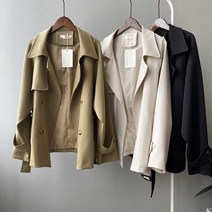 [W875B3F] 짧은 캐주얼 여성 봄트렌치 코트 자켓 데일리 코디 (79400)
