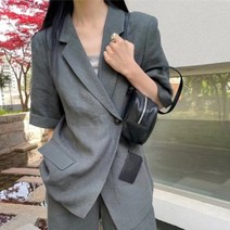 프렌치 시크 웨스턴 스타일 슈트 여성용 여름 반팔 재킷 와이드 레그 반바지 캐주얼 투피스