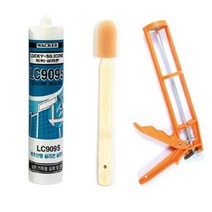 럭키 비초산 실리콘 실란트 투명 270ml + 대나무 헤라 + 실리콘 건 세트, 1세트