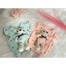 (재고세일) 솜앤샵 강아지옷 땡땡이 업혀봐 티셔츠, 오렌지